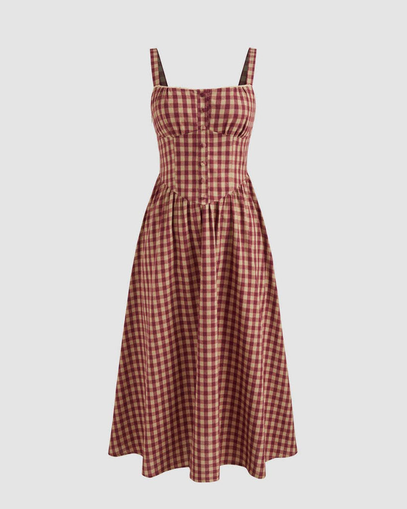 Square_Neck_Gingham_Maxi_Dress_In_Red_1024x1024.jpg Square Neck Gingham Maxi Dress In Red - Image 1